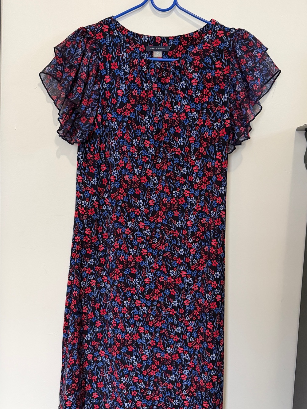 Tommy Hilfiger Navy Maxi Dress with Red & Blue Floral Print